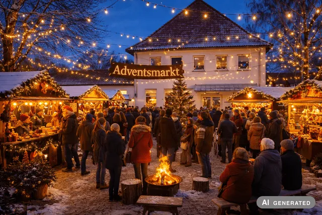 Adventsmarkt auf dem Parkplatz des Dorfladens